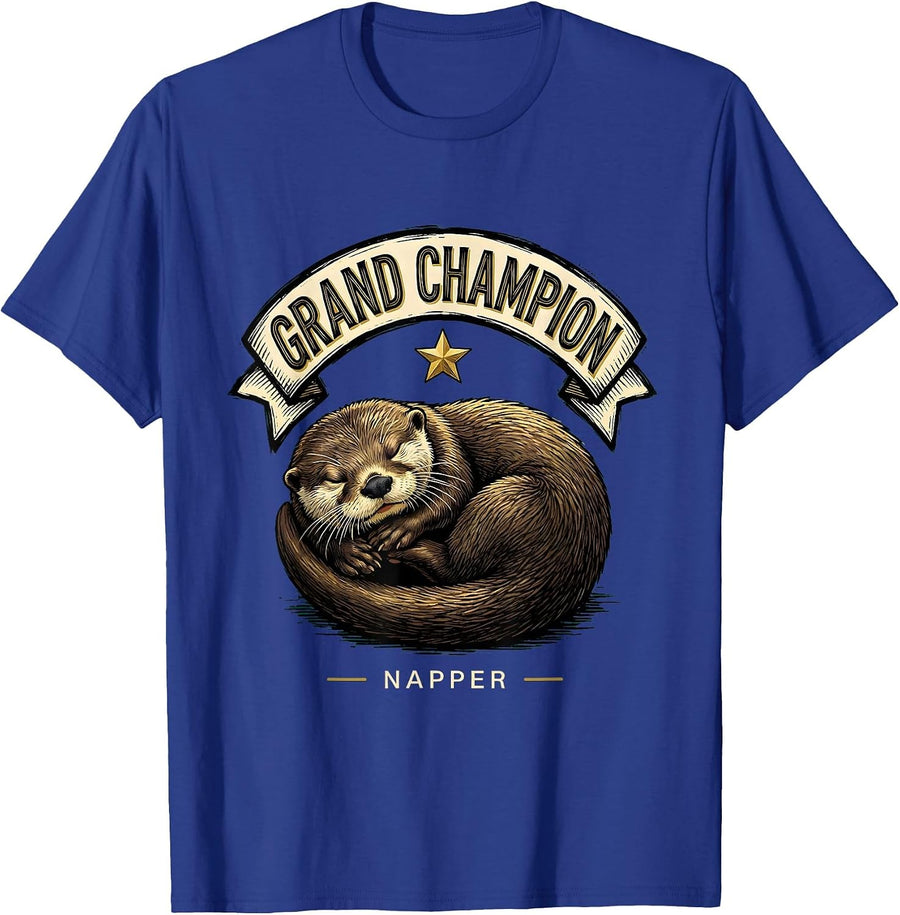 Grand Champion Napper Sign Painter Showcard Funny Animal T-Shirt - Royal Blue