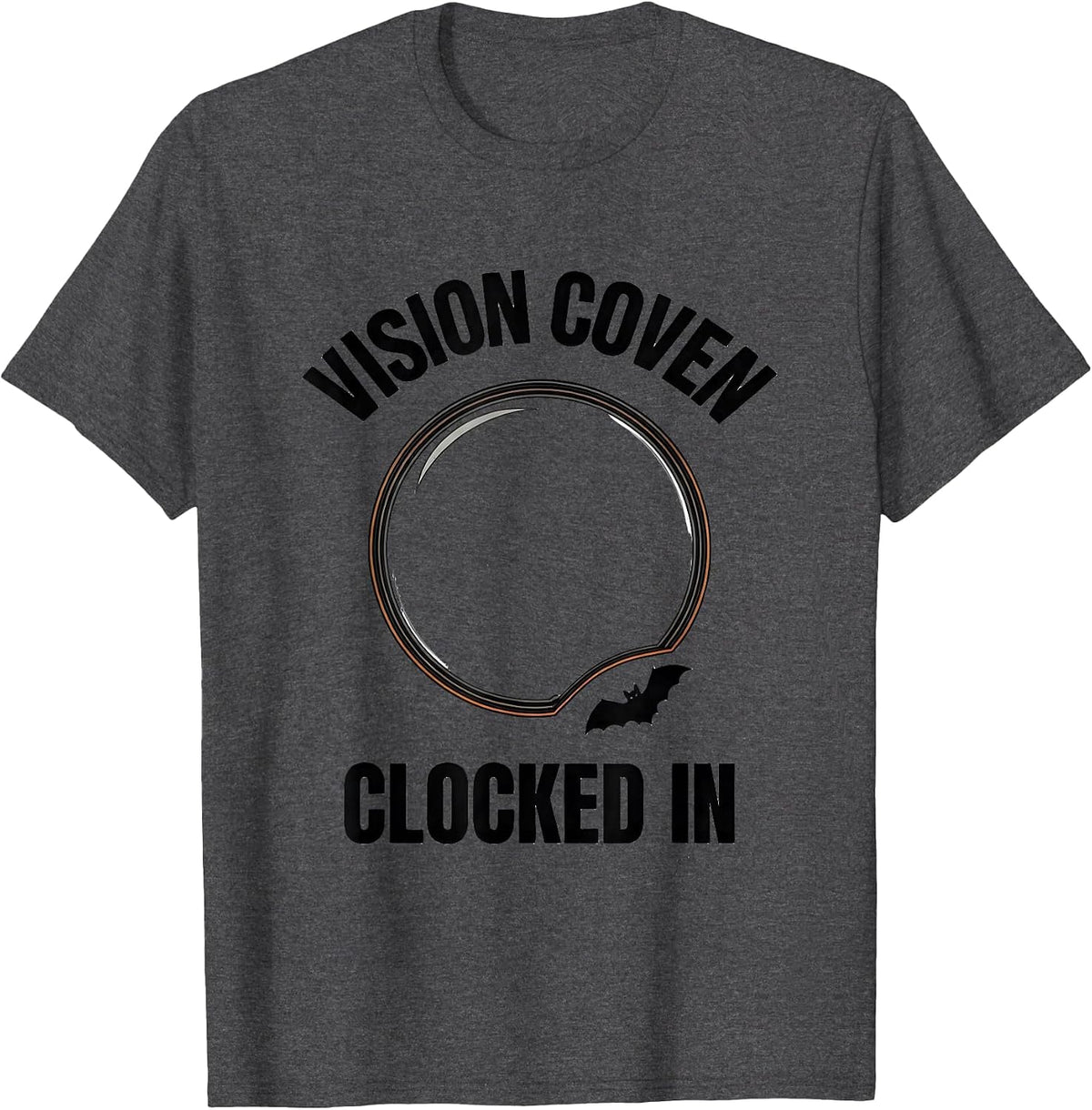 Vision Coven Clocked In Minimalist Halloween Optometrist Eye T-Shirt - Dark Heather Grey