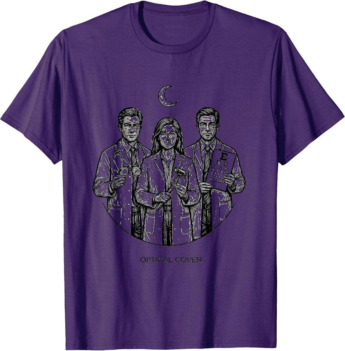 Optical Coven Line Art Halloween Optometrist Eye Doctor T-Shirt - Purple