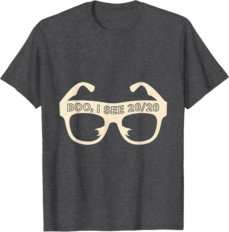Men's Boo I See 20/20 Funny Optometrist Halloween Eye Doctor T-Shirt - Dark Heather Grey