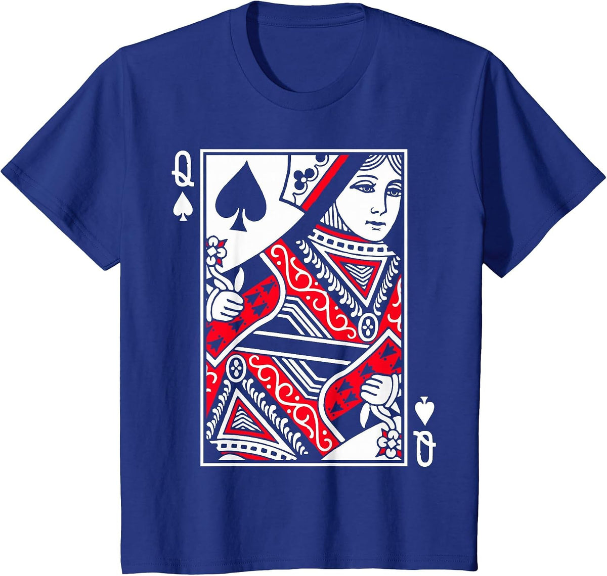 Queen of Spades Poker or Blackjack Queens Playing Card Cards T-Shirt - Royal Blue