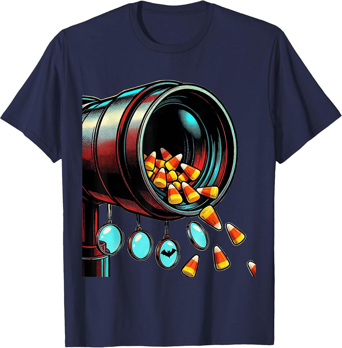 Lensometer Candy Corn Pop Art Optometrist Halloween Humor T-Shirt - Navy Blue