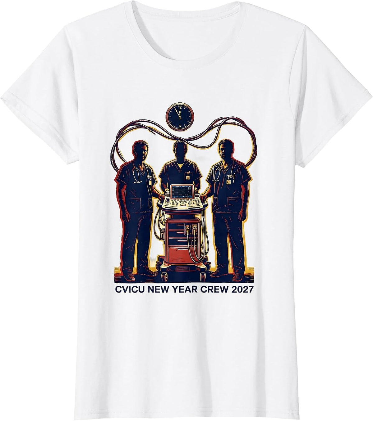 CVICU New Year Crew 2027 Humor ICU Nurse Crew New Year Eve T-Shirt - White