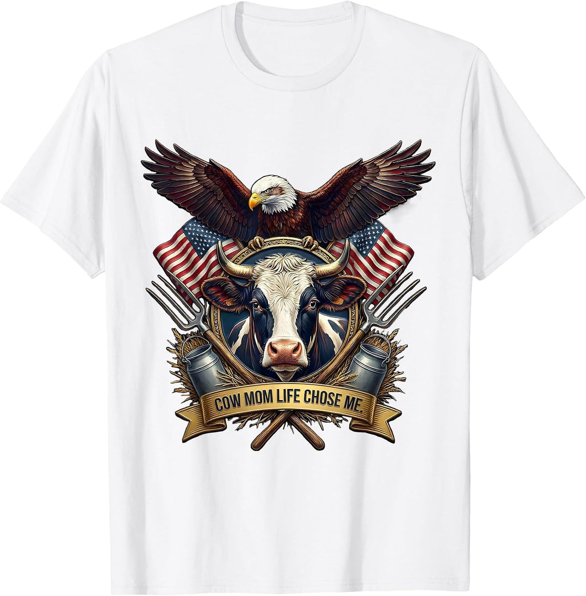 Men's Cow Mom Life Chose Me Funny Cattle Lover Design T-Shirt - White