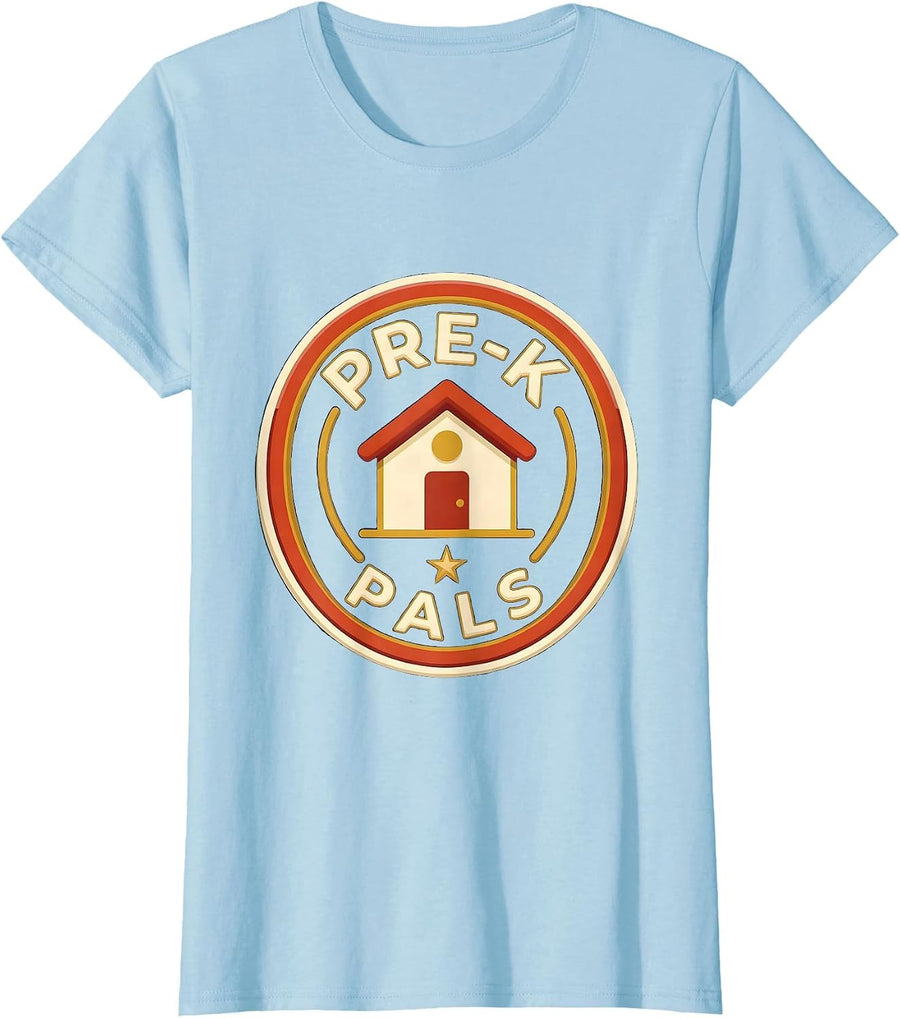 Women's Pre-K Pals Playful Preschool Teacher Crew Back To School T-Shirt - Baby Blue