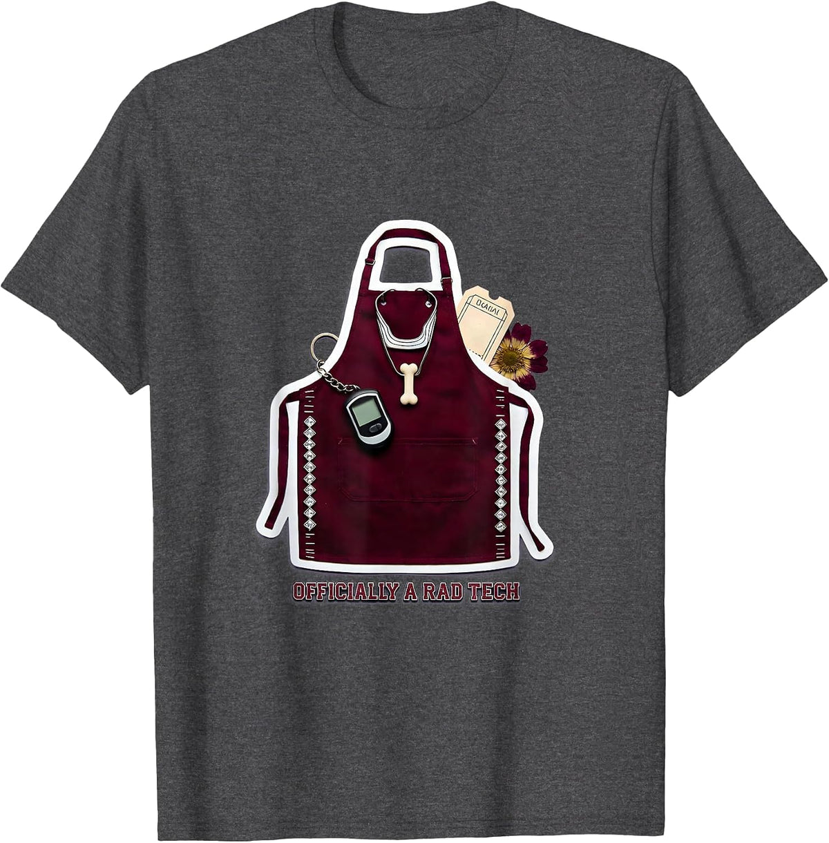 Officially A Rad Tech Funny Radiologic Technologist X-ray T-Shirt - Dark Heather Grey