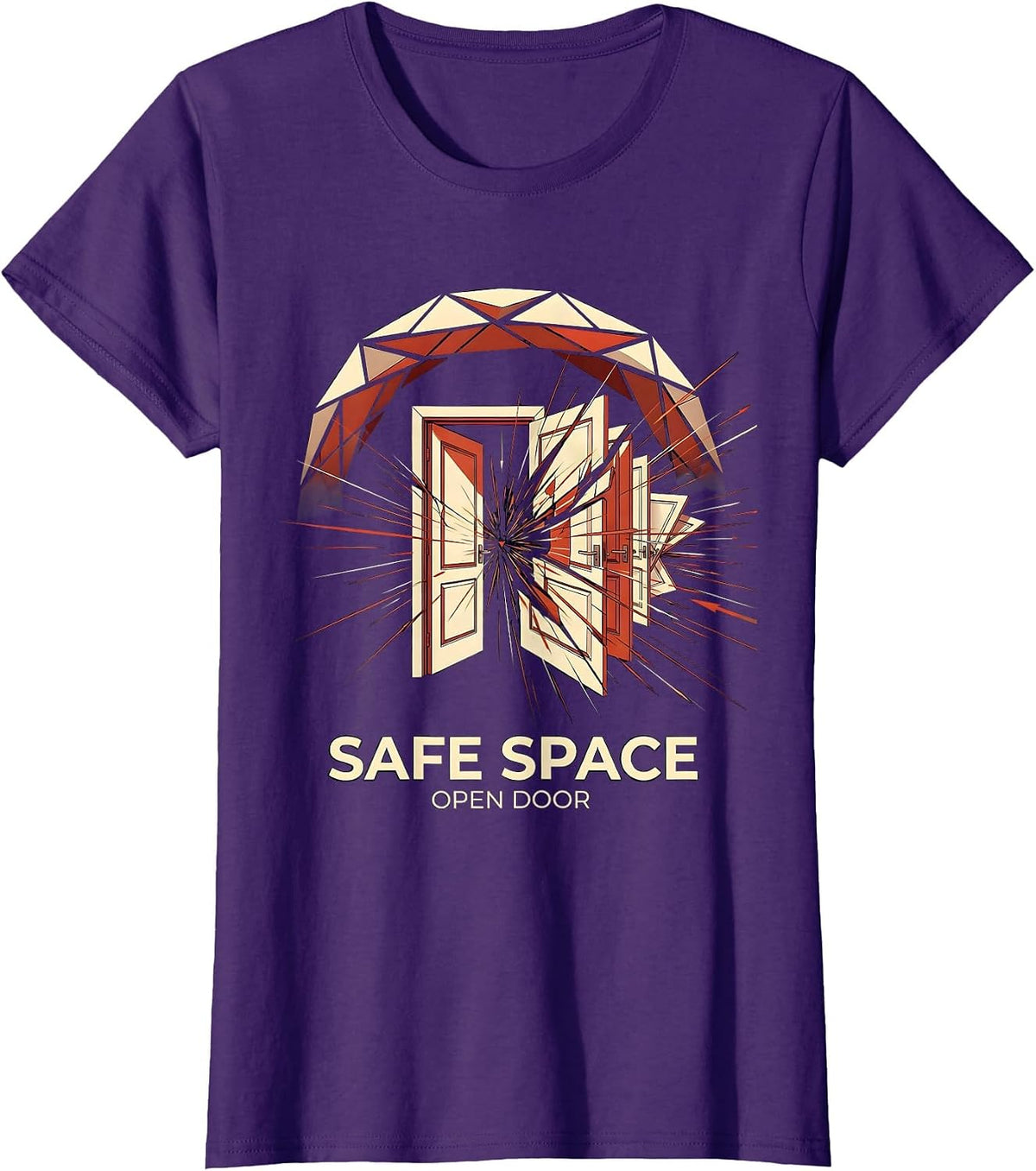 Women's Safe Space Open Door School Counselor Design T-Shirt - Purple