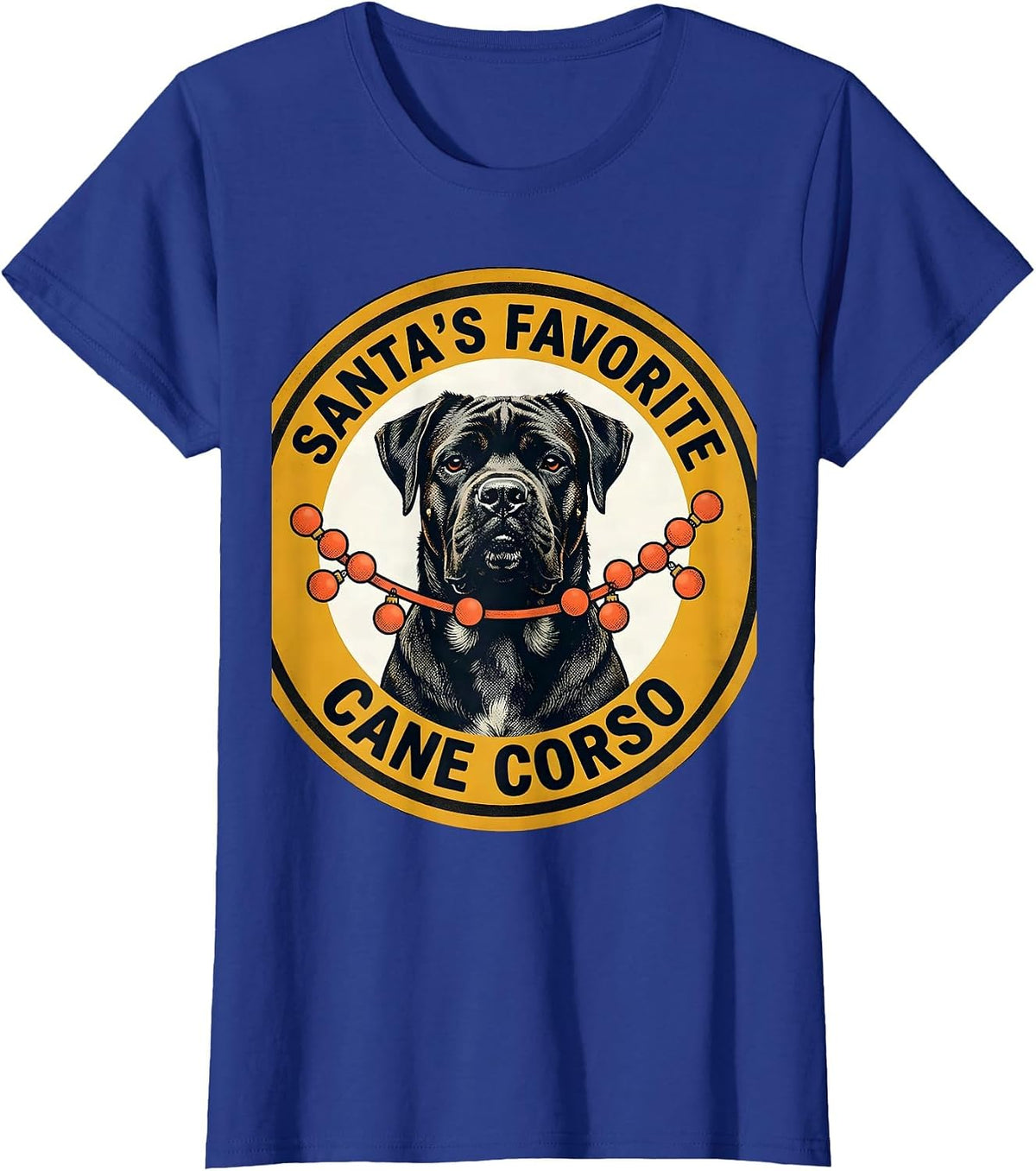 Women's Santa's Favorite Cane Corso Midcentury Modern Dog Lover T-Shirt - Royal Blue