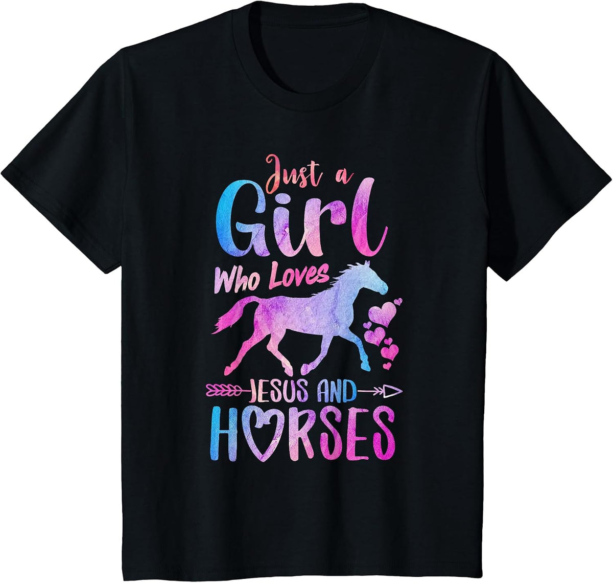Just A Girl Who Loves Jesus Horses Riding Horse Girls Women T-Shirt - Black