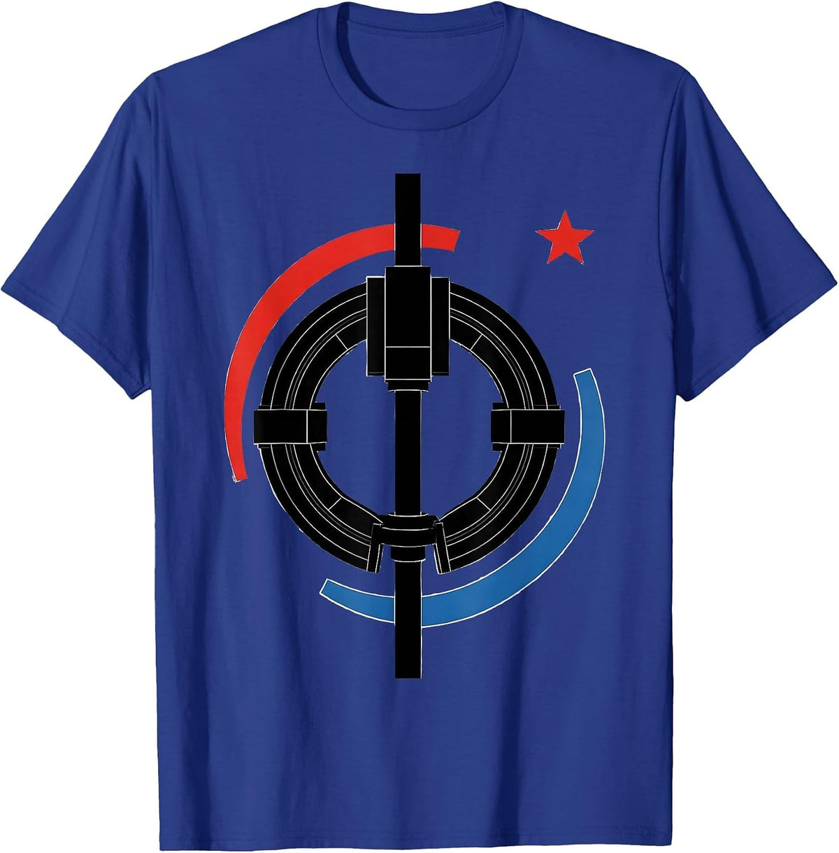 Drill-Pipe Elevator Bauhaus Modernist Oilfield Worker T-Shirt - Royal Blue
