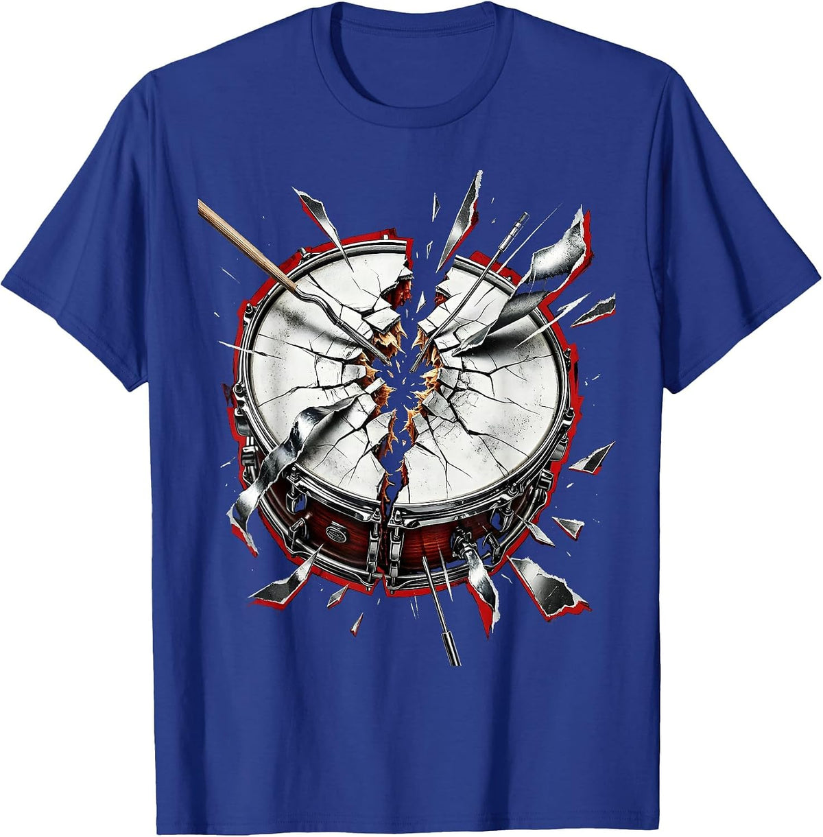 Cracked Snare Drum Graphic Design T-Shirt - Royal Blue