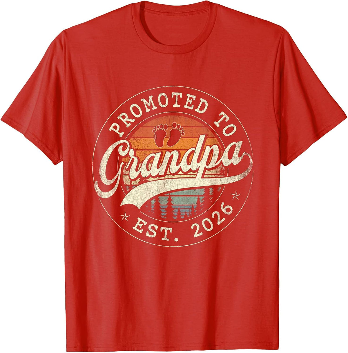Promoted to Grandpa Est 2026 Grandparents Baby Announcement T-Shirt - Red