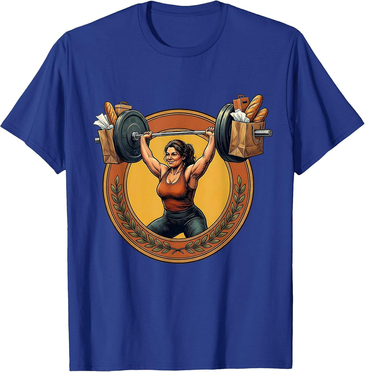 Shopper Strength Barbell Lifting Funny Graphic T-Shirt - Royal Blue