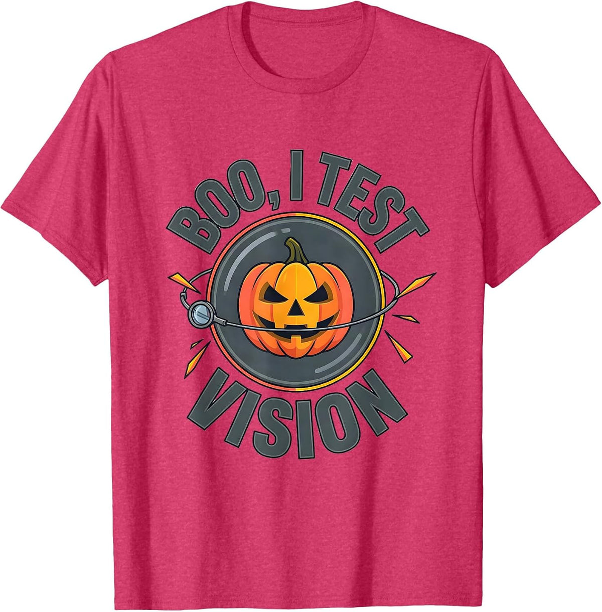 Boo I Test Vision Funny Optometrist Eye Doctor Halloween T-Shirt - Red Heather