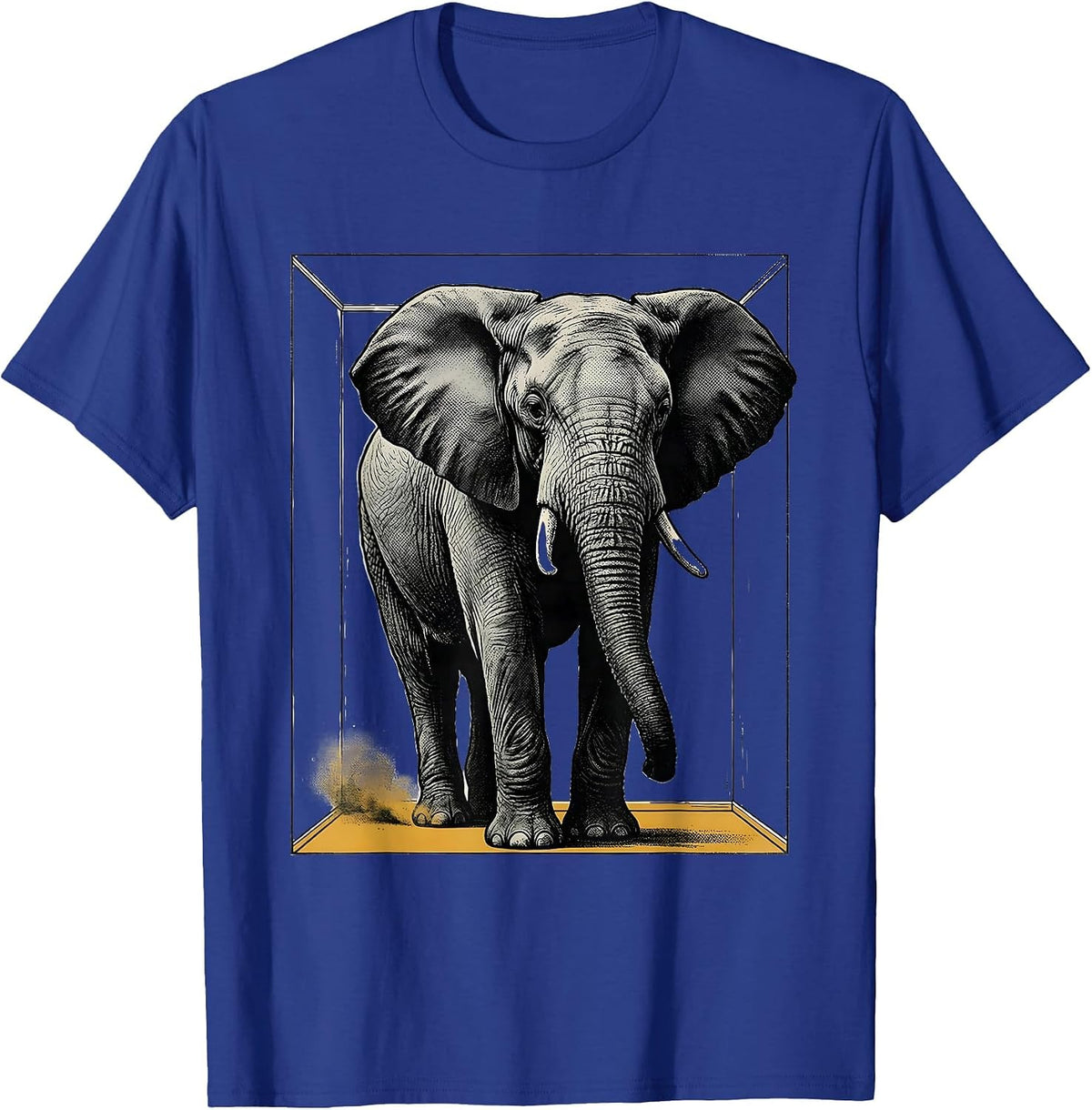 Men's Elephant Screenprint Poster Animal Lover Humor T-Shirt - Royal Blue
