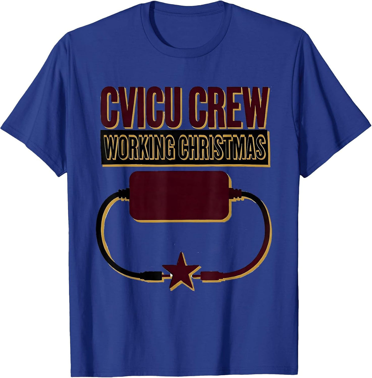 Men's CVICU Crew Working Christmas Funny Nurse Gift ICU Crew T-Shirt - Royal Blue