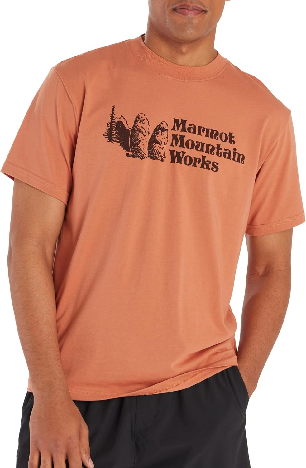 MARMOT Men's MMW Short-Sleeve Tee - Screen Printed Graphic on Soft, Breathable, Eco-Friendly Cotton/Poly Blend - Sunburn