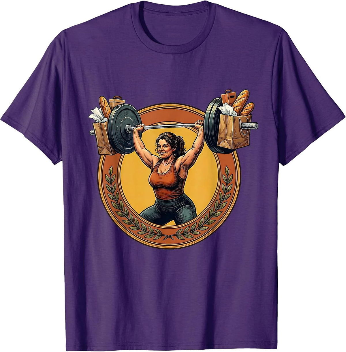 Shopper Strength Barbell Lifting Funny Graphic T-Shirt - Purple