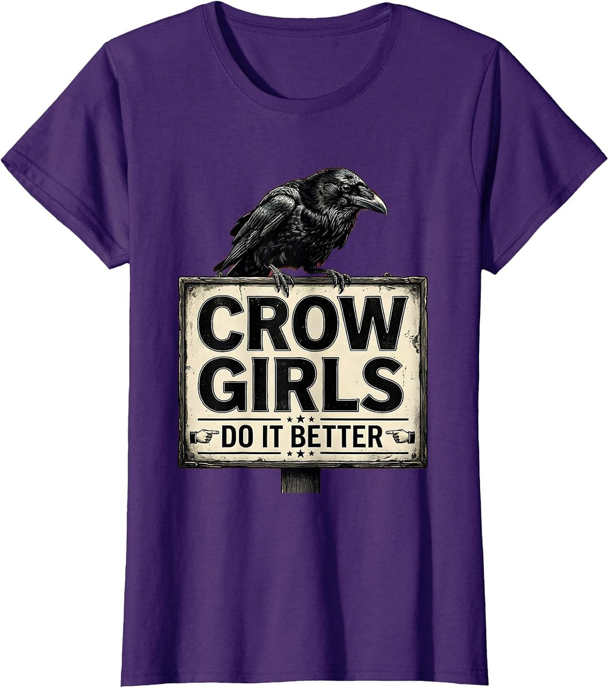 Women's Crow Girls Do It Better Bold Graphic Design T-Shirt - Purple