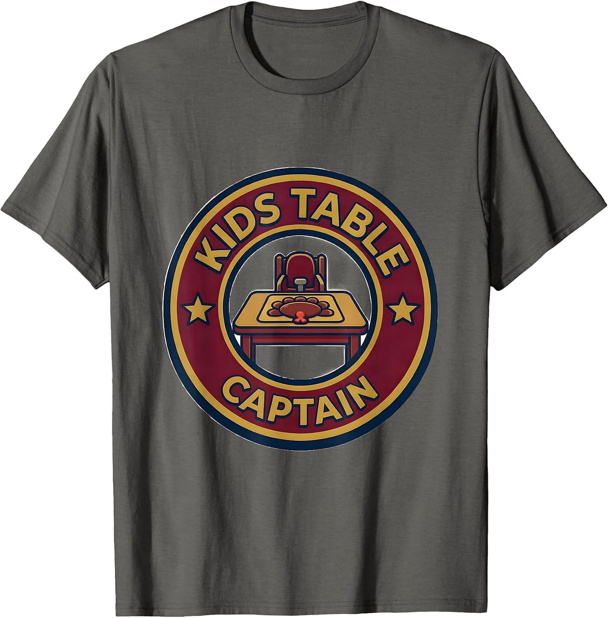 Kids Table Captain Funny Thanksgiving Family Crew Matching T-Shirt - Asphalt Grey