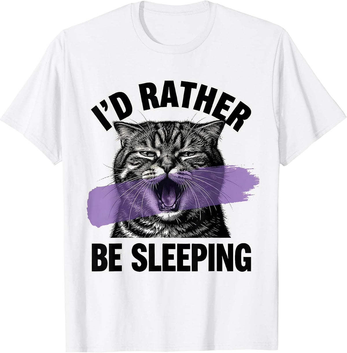 Men's I'd Rather Be Sleeping Funny Tired Humor Design T-Shirt - White