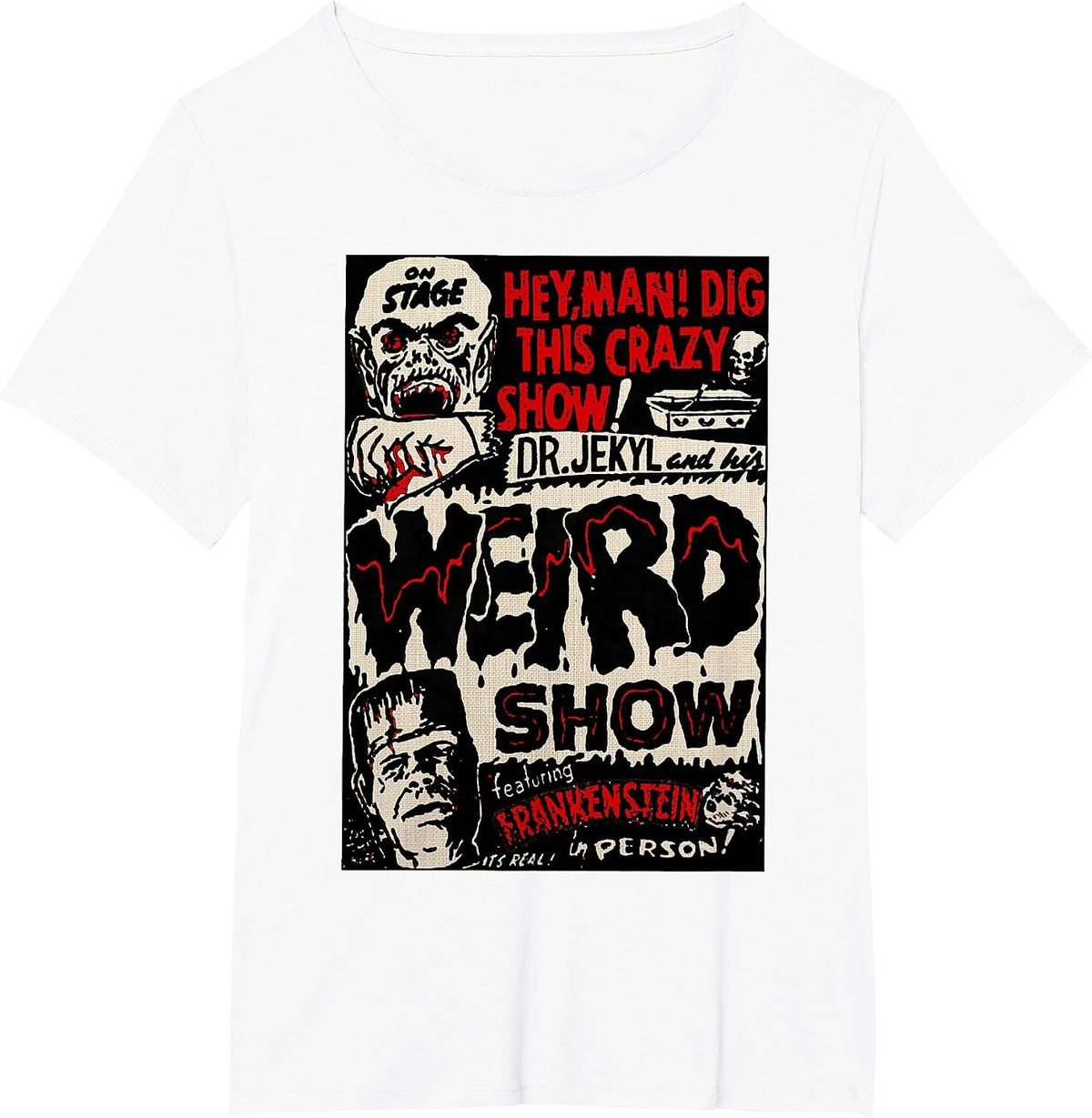 Horror Movie Monster Vintage Halloween Frankenstein T-Shirt - White