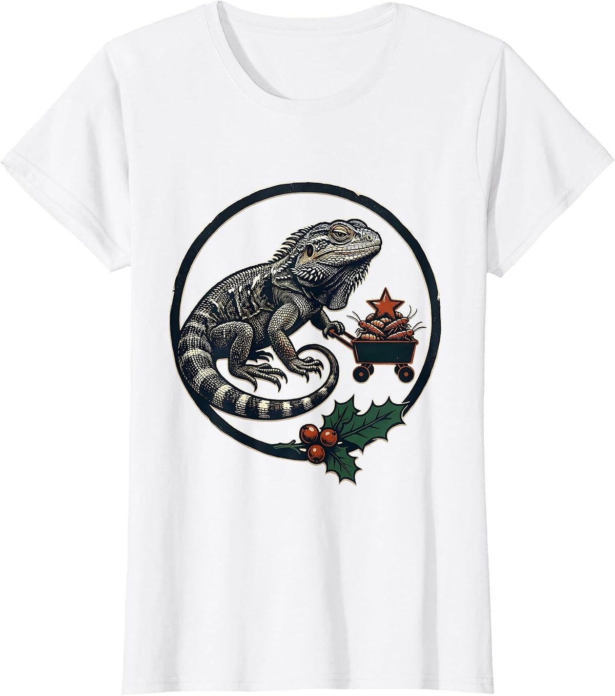 Bearded Dragon Christmas Cart Funny Dragon Lover Gift T-Shirt - White