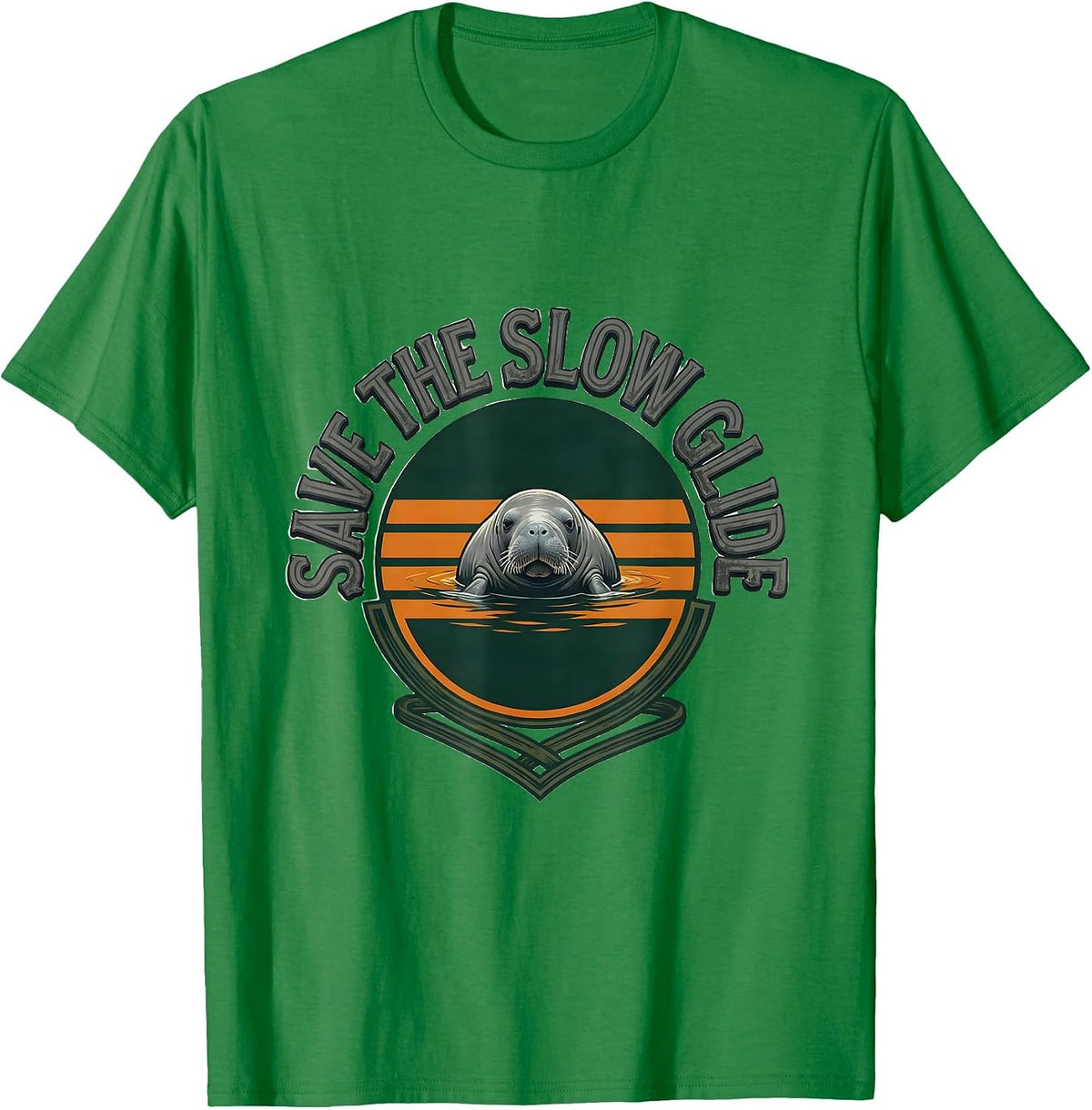 Men's Save The Slow Glide Funny Manatee Lover Sea Cow Humor T-Shirt - Kelly Green
