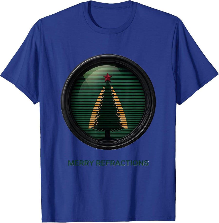 Merry Refractions Editorial Conceptual Optometrist Christmas T-Shirt - Royal Blue