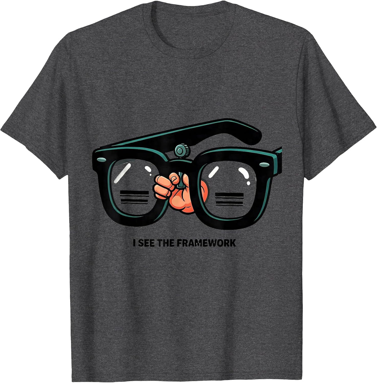 I See The Framework Cartoon Optometrist Eye Doctor Humor T-Shirt - Dark Heather Grey