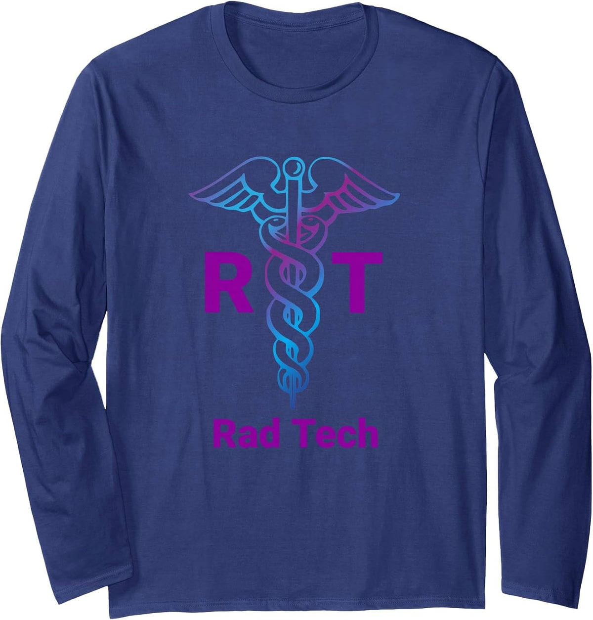 Radiology Technician Technologist Rad X-Ray Tech Long Sleeve T-Shirt - Adult Unisex Navy Blue