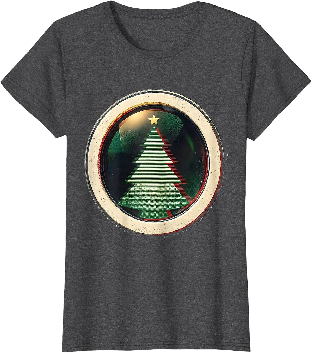 Women's Christmas Tree Eye Lens Optometrist Humor Workwear T-Shirt - Dark Heather Grey