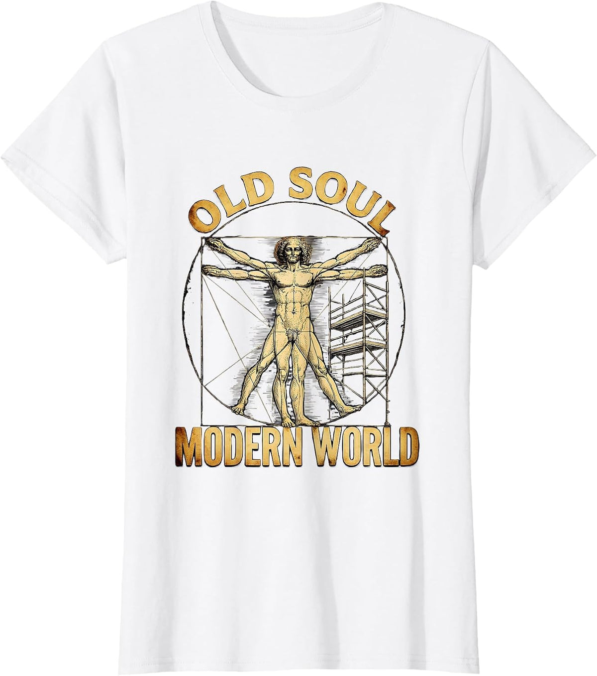 Old Soul Modern World Renaissance Graphic Design T-Shirt, Women, White, X-Small - As Pictured