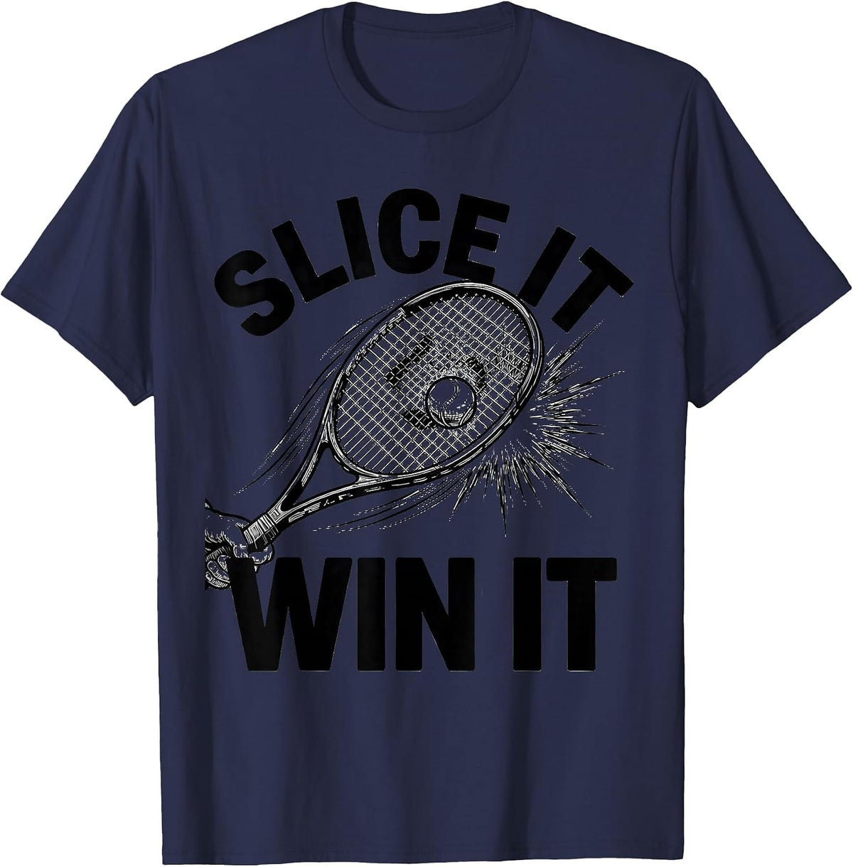 Slice It Win It Tennis Graphic Design T-Shirt - Navy Blue