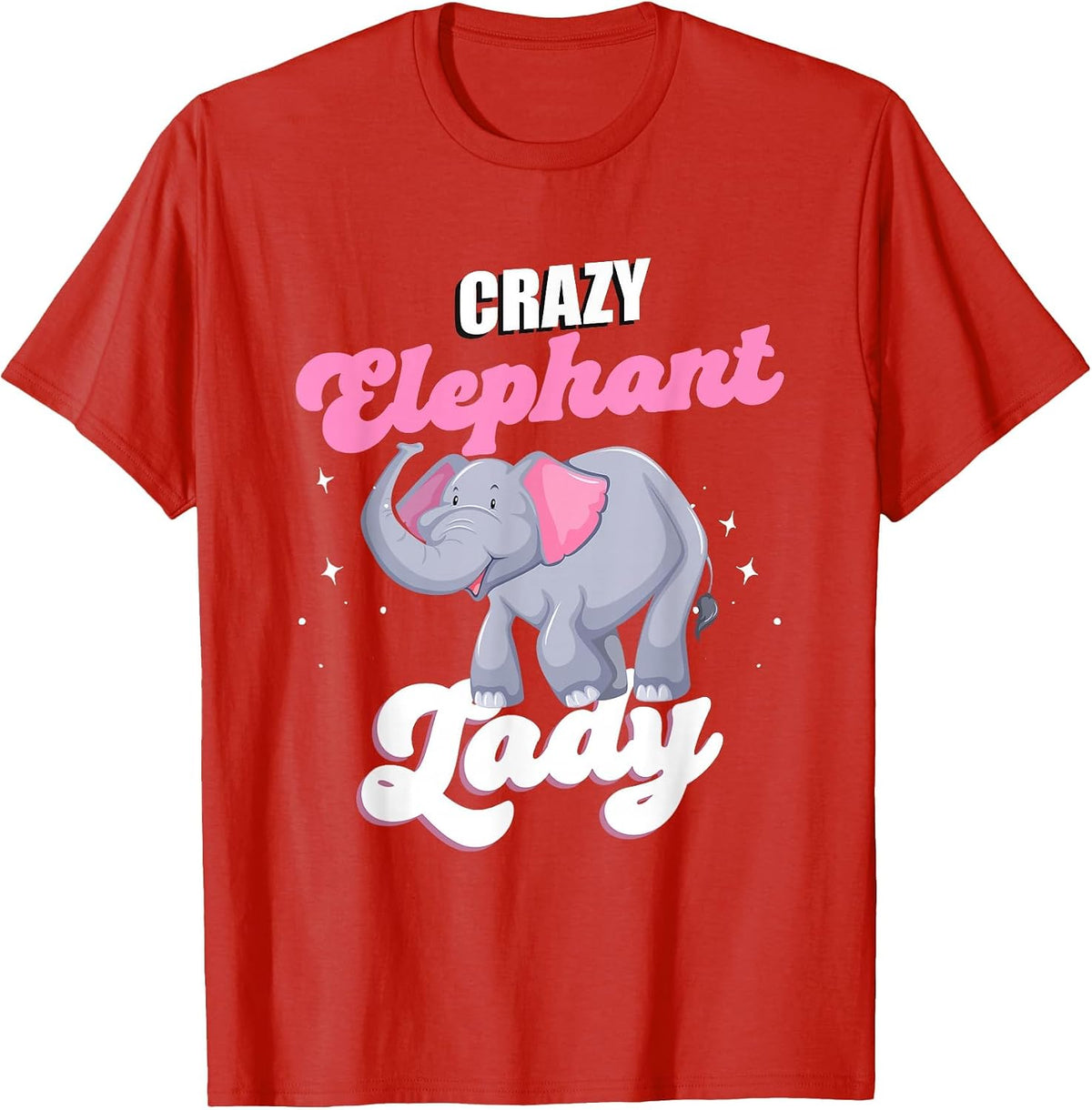Elephant Animals - Crazy Elephant Lady T-Shirt - Red