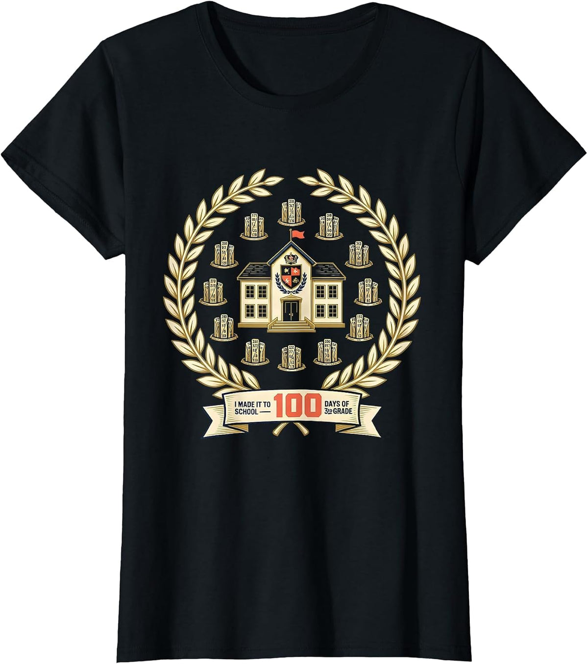 I Made It To 100 Days Of School — 3rd Grade Teacher T-Shirt - Black