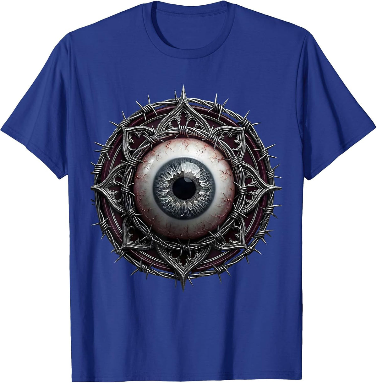 Grunge Eyeball Barbed Wire Halo Dark Art T-Shirt - Royal Blue