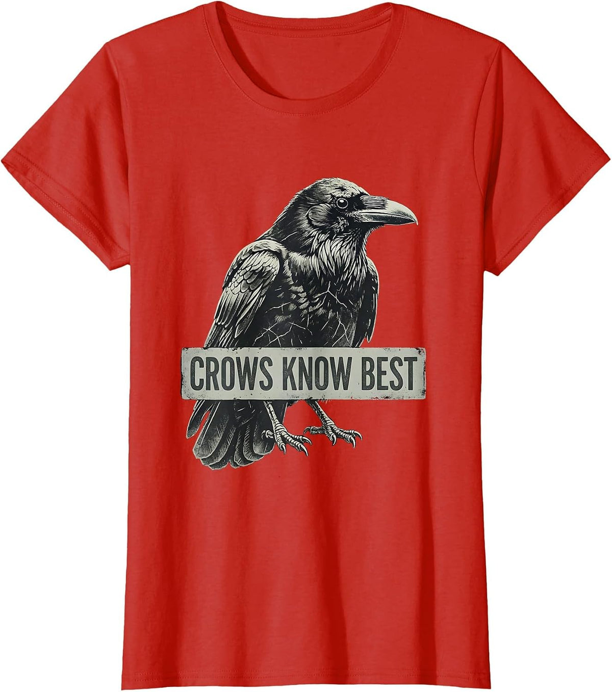Women's Crows Know Best Bold Crow Graphic Design T-Shirt - Red