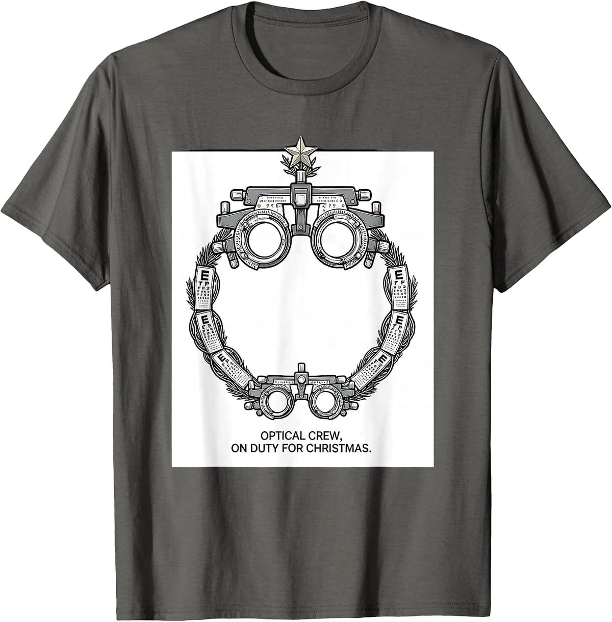 Men's Optical Crew On Duty For Christmas Funny Optometrist Eye T-Shirt - Asphalt Grey
