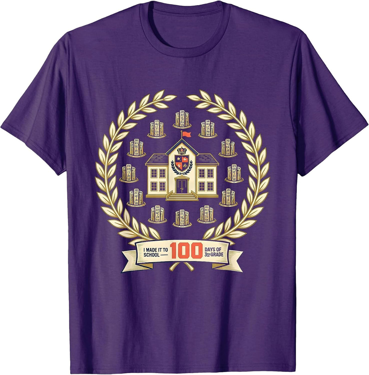 I Made It To 100 Days Of School — 3rd Grade Teacher T-Shirt - Purple