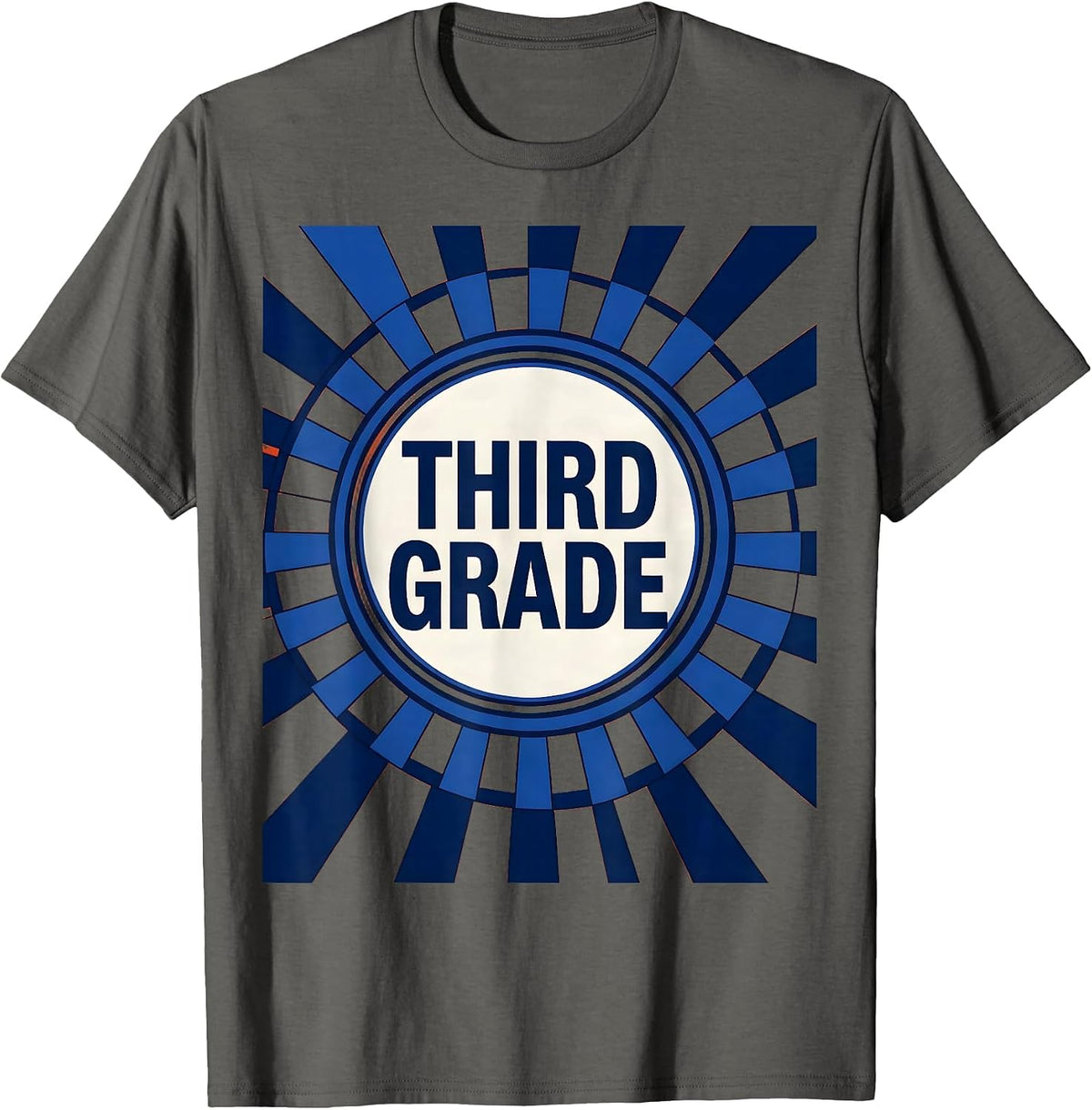 Men's Third Grade Geometric Retro Checkered Girl Teacher Back T-Shirt - Asphalt Grey