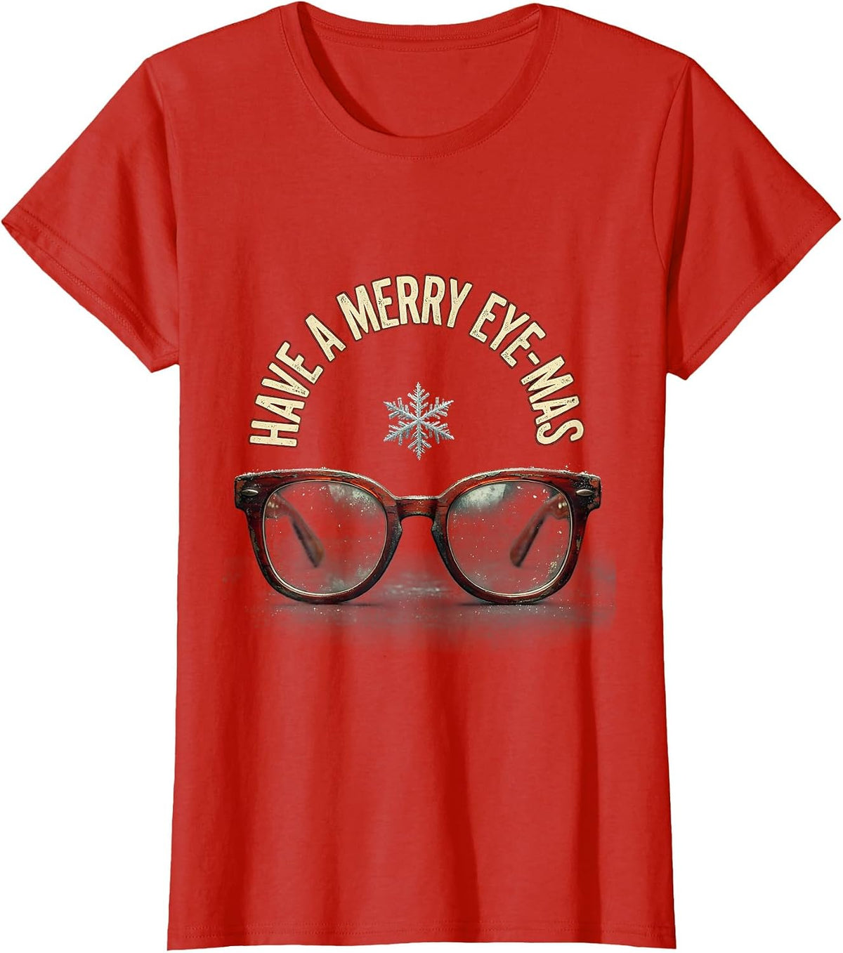 Women's Have A Merry Eye-Mas Distressed Optometrist Christmas T-Shirt - Red