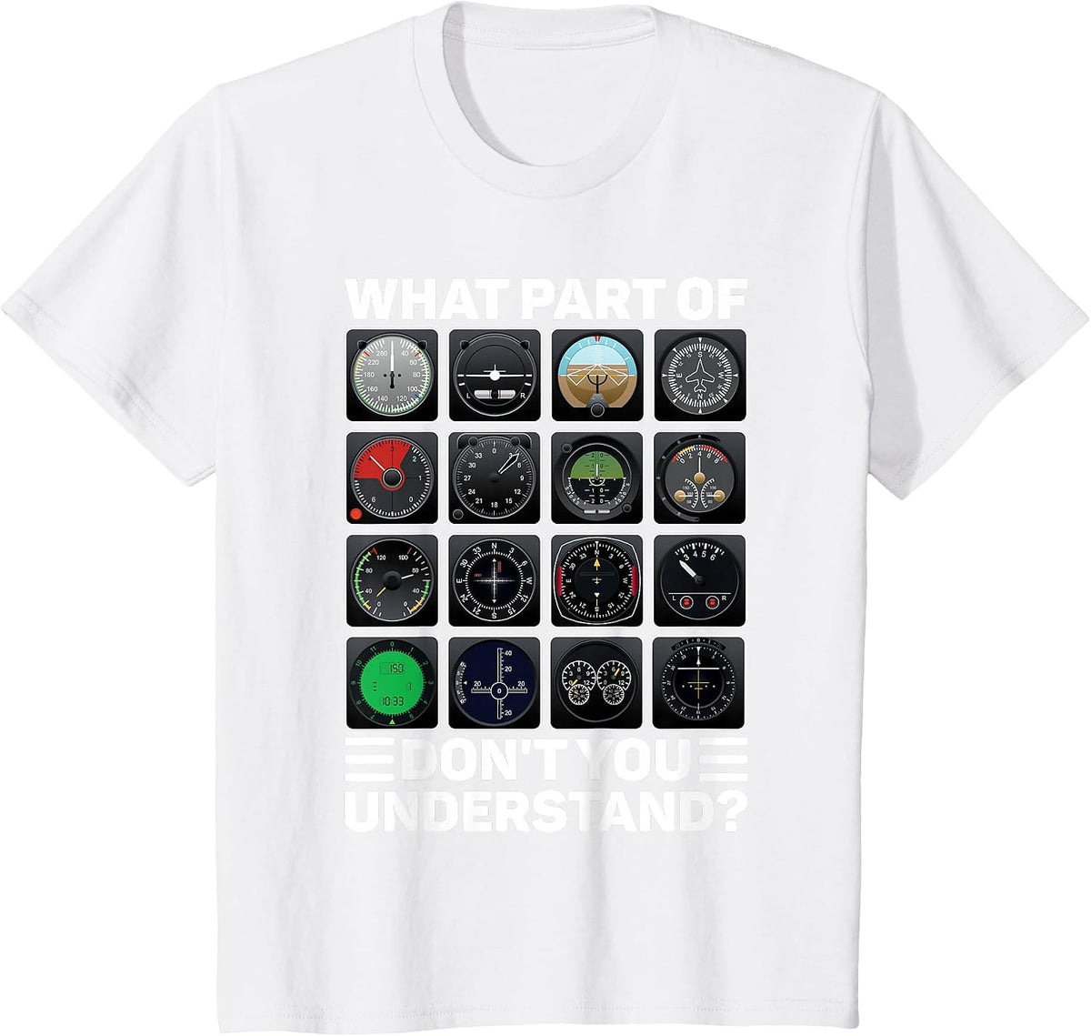 Airline Aircraft Airplane Pilot Tools Instruments Indicators T-Shirt - White