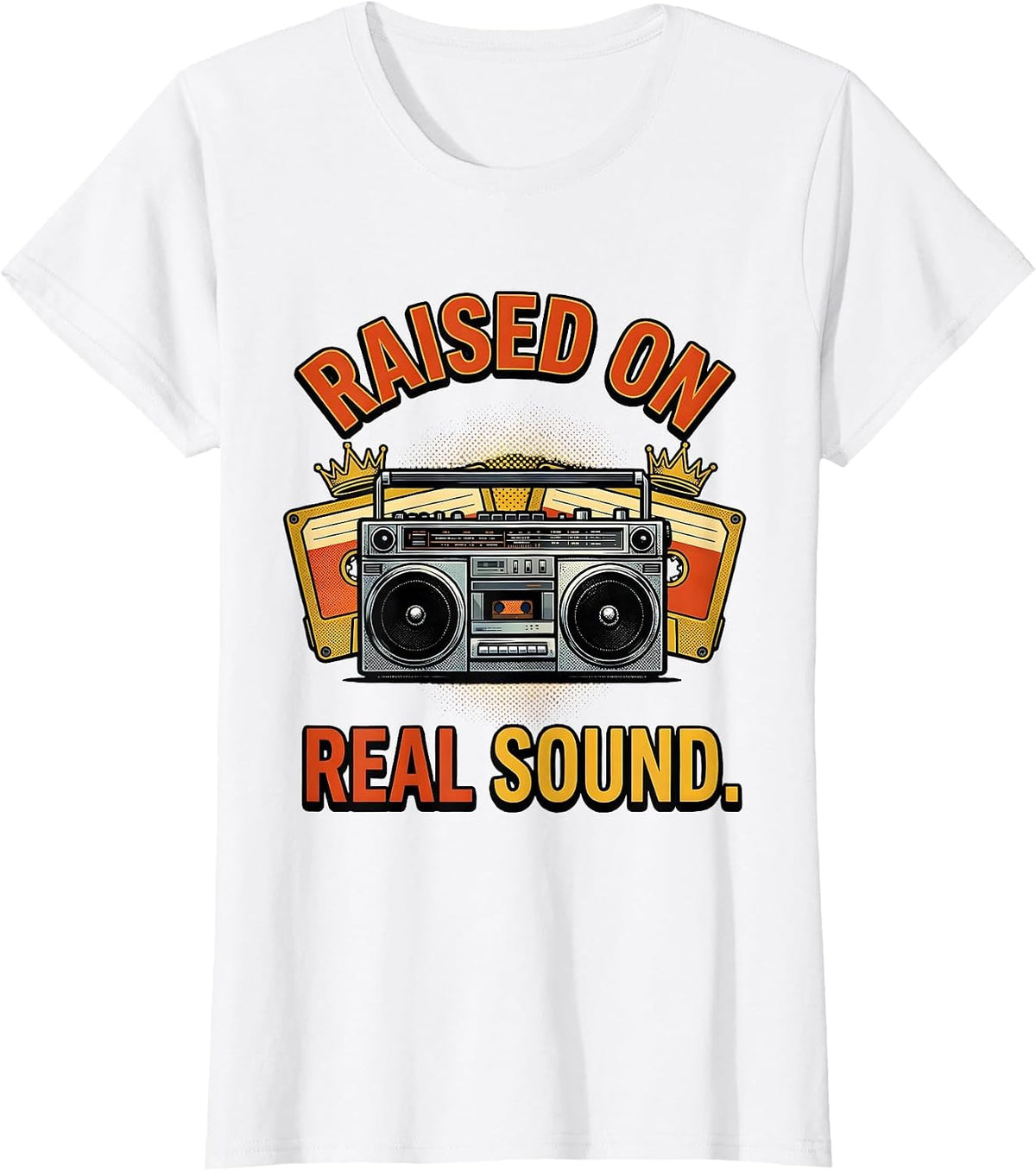 Raised On Real Sound Retro Hip Hop Rap Music Lover T-Shirt - White