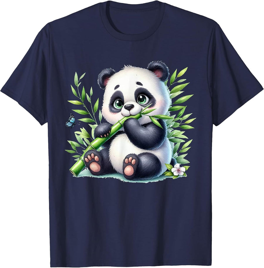 Watercolor Panda T-Shirt - Navy Blue