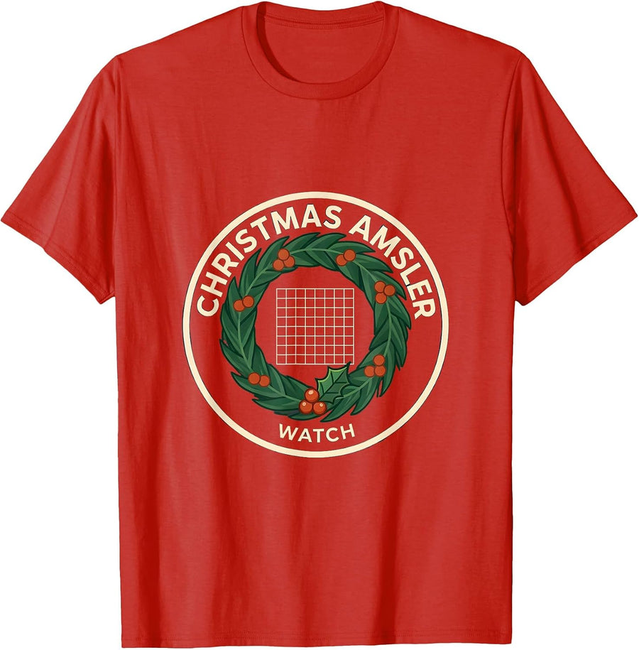 Men's Christmas Amsler Watch Funny Optometry Eye Care Clinic Staff T-Shirt - Red