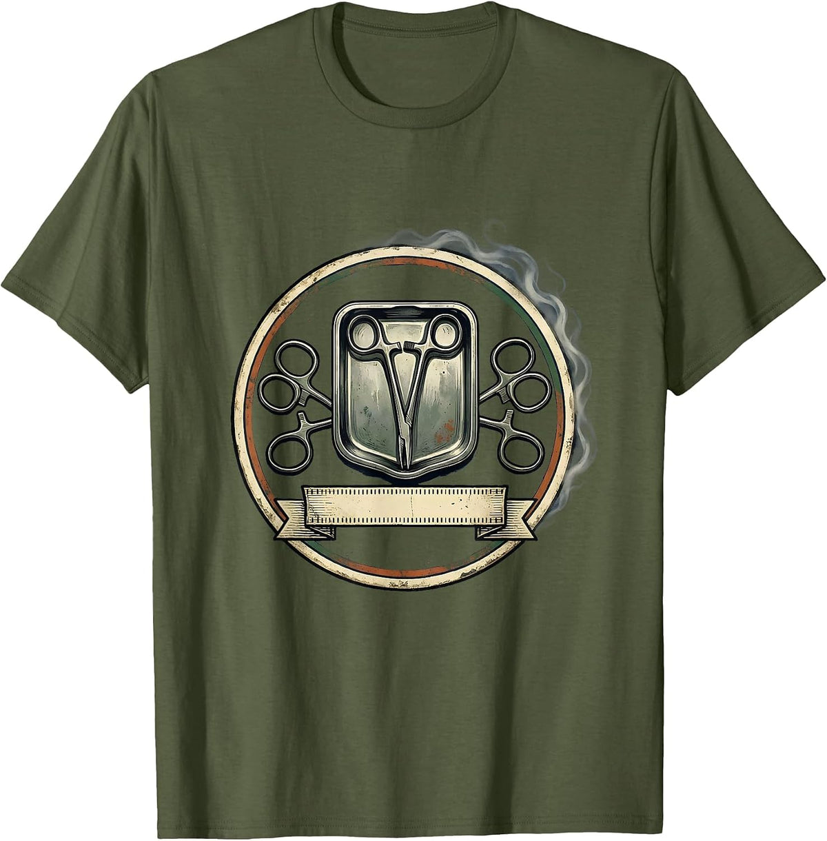 Vintage Surgical Instruments Tech Crew Appreciation Badge T-Shirt - Olive Green