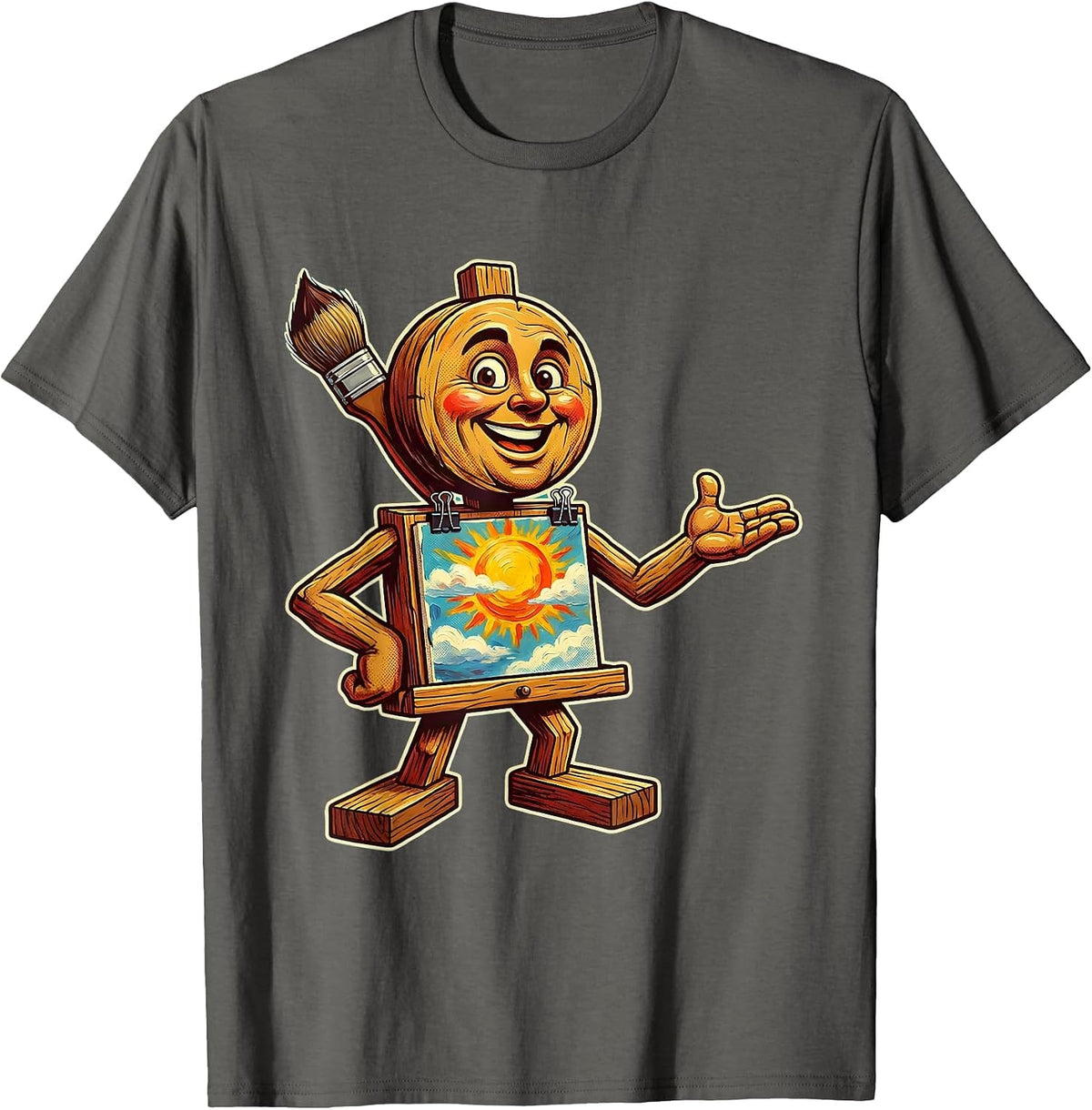 Men's Preschool Teacher Easel Painting Illustration T-Shirt - Asphalt Grey