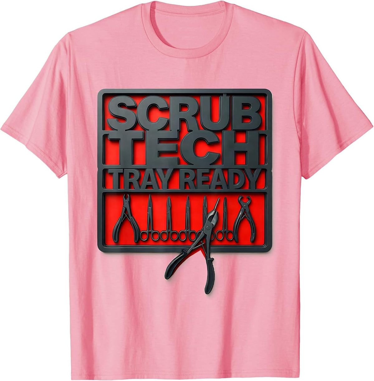 Men's Scrub Tech Tray Ready Stencil Graphic Surgical Tech T-Shirt - Pink