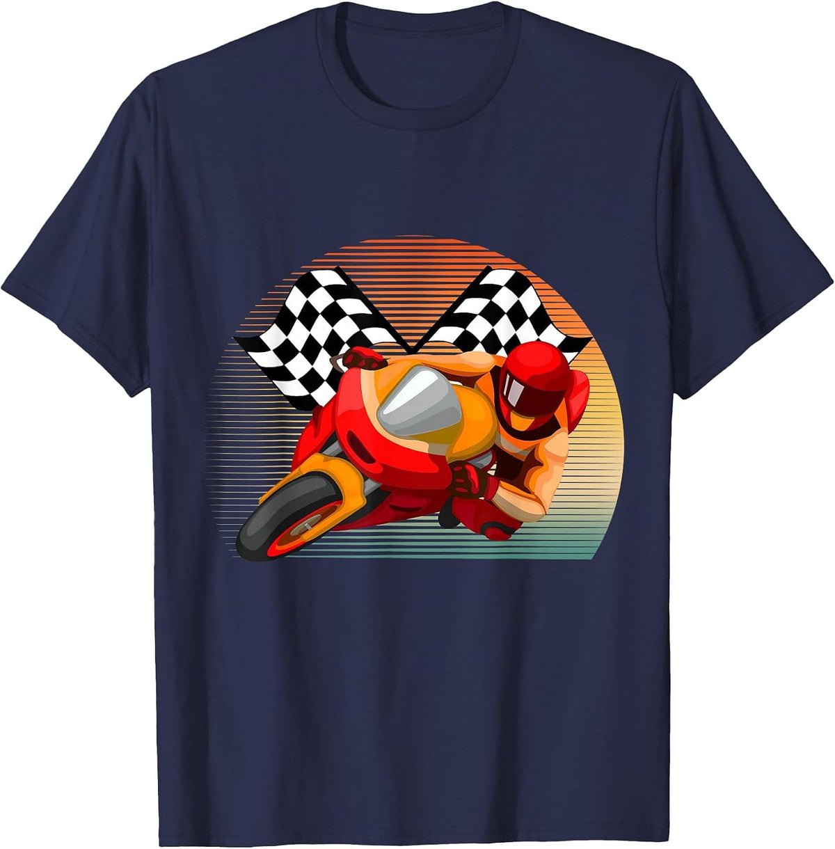 Vintage Retro Style Motorbike Moto GP Sport Racing Fan T-Shirt - Navy Blue
